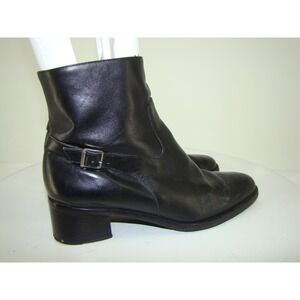 LAUREN RALPH LAUREN WOMENS BLACK LEATHER ANKLE BOOTS OLIVIA SIZE 8B     C123